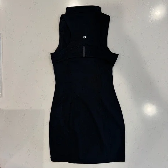 Lululemon Dress Womens 6 Black Excellent Quarter Zip Sleeveless Mini Racerback - Picture 3 of 3